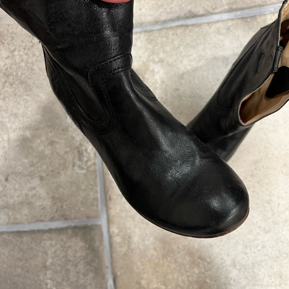 Frye black wedge bootie